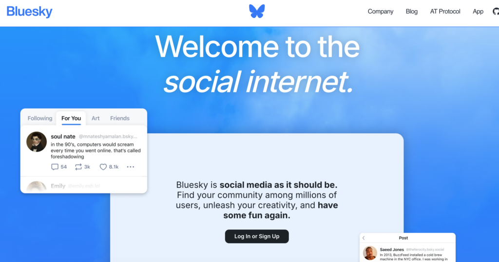 Blue sky social platform